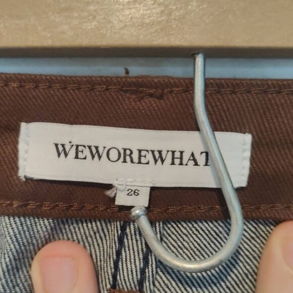 WeWoreWhat Jeans Womens Size 26 Dark Wash Straight High Rise Blue Brown - Picture 9 of 12